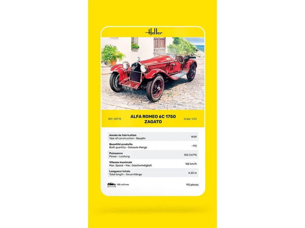 Heller Alfa Romeo 6C 1750 Zagato 1/24 plastikinis modelis