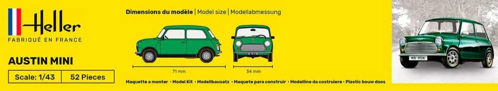 Heller Austin Mini 1/43 plastikinis modelio rinkinis dovanai