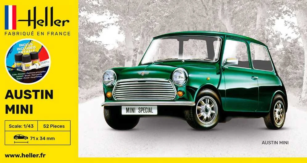 Heller Austin Mini 1/43 plastikinis modelio rinkinis dovanai