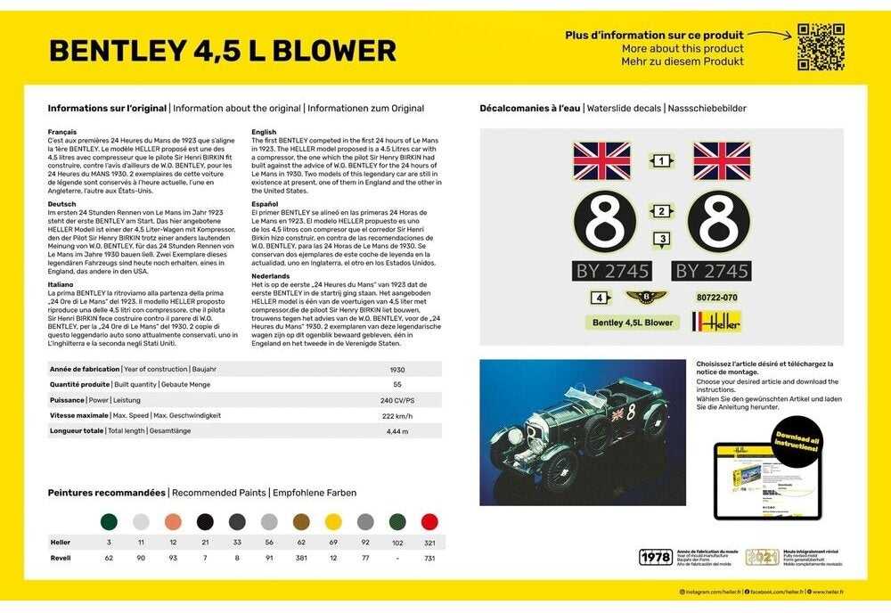 Heller Bentley 4.5L Blower 1/24 plastikinis automobilio rinkinys