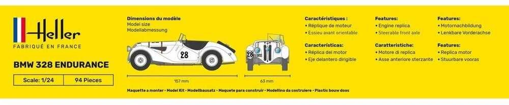 Heller BMW 328 Endurance plastikinis modelis 1/24 dovanų rinkinys