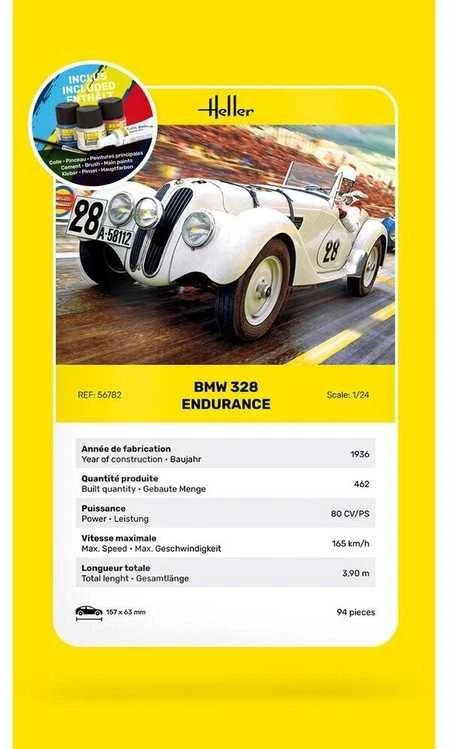 Heller BMW 328 Endurance plastikinis modelis 1/24 dovanų rinkinys