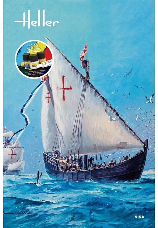 Heller Caravelė „Nina“ surenkamo laivo modelio dovanų rinkinys su dažais ir klijais 1/75