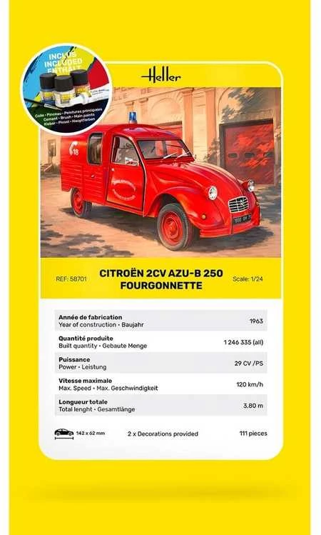 Heller Citroen 2CV Fourgonette AK 250 dovanų rinkinys 1/24