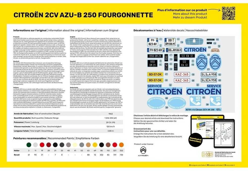 Heller Citroen 2CV Fourgonette AK250 1/24 plastikinis modelis
