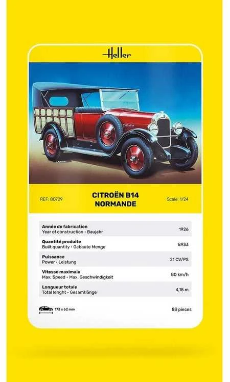 Heller Citroën B14 Normande 1:24 plastikinis surenkamas modelis 80729