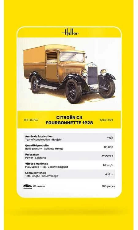 Heller Citroën C4 Fourgonnette 1928 1/24 plastikinis surinkimo rinkinys