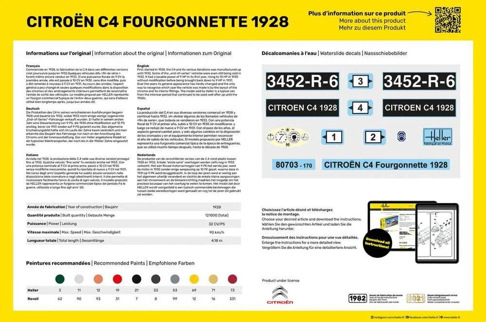Heller Citroen C4 Fourgonnette 1928 1/24 plastikinis dovanų rinkinys