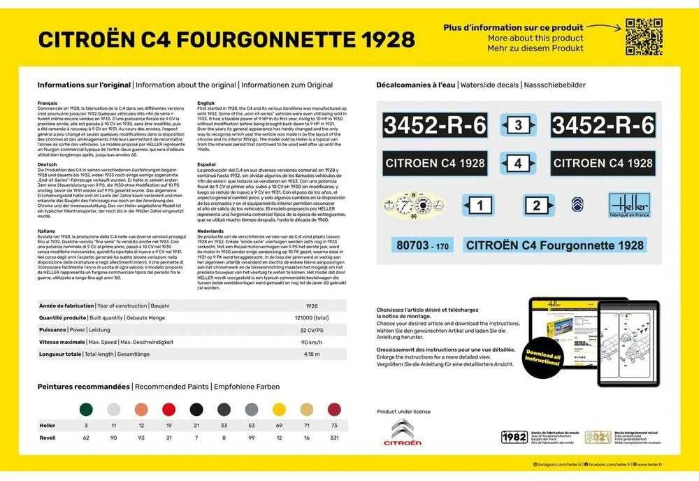 Heller Citroën C4 Fourgonnette 1928 1/24 plastikinis surinkimo rinkinys