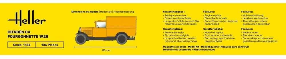 Heller Citroën C4 Fourgonnette 1928 1/24 plastikinis surinkimo rinkinys