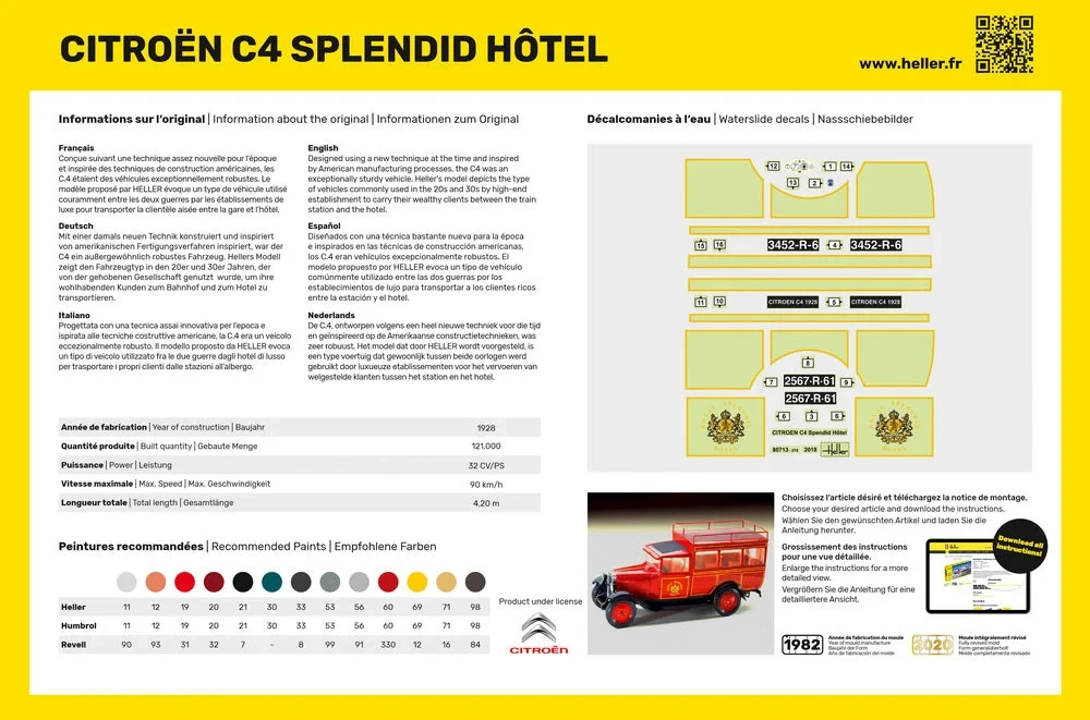 Heller Citroen C4 Splendid Hotel automobilio modelis 1/24 80713