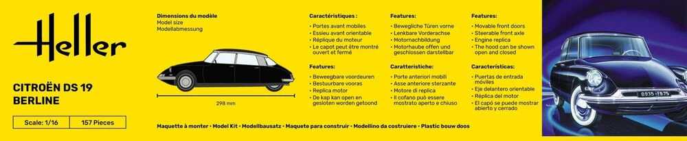 Heller Citroen DS 19 Berline 1:16 plastikinis surenkamas rinkinys