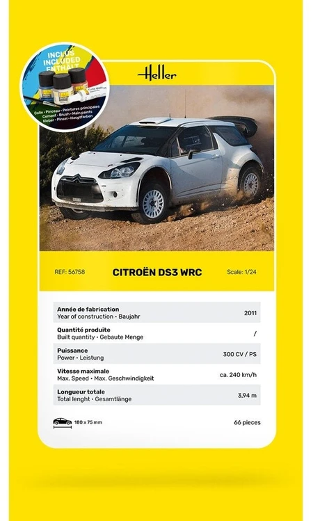 Heller Citroen DS3 WRC plastikinis modelis 1/24 dovanų rinkinys