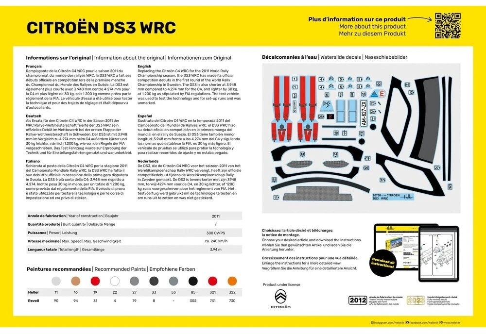 Heller Citroen DS3 WRC plastikinis modelis 1/24 dovanų rinkinys