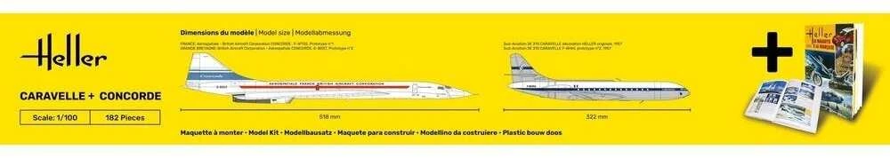 Heller Concorde ir Caravelle 1/100 dovanų rinkinys su dažais, klijais