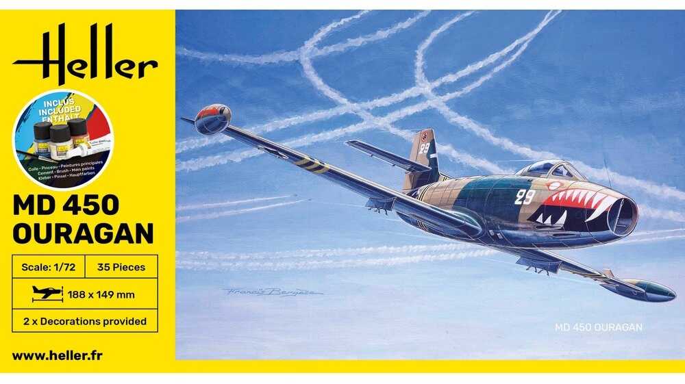 Heller Dassault MD 450 Ouragan 1/72 plastikinis dovanų rinkinys