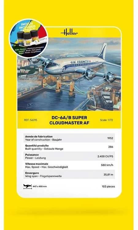 Heller Douglas DC-6A/B Super Cloudmaster AF plastikinis dovanų komplektas 1/72