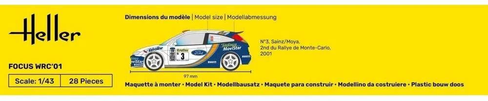 Heller Ford Focus WRC 2001 1:43 surenkamas dovanų rinkinys su dažais 56196