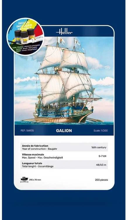 Heller Galion 1/200 dovanų rinkinys – plastikinis laivo modelis
