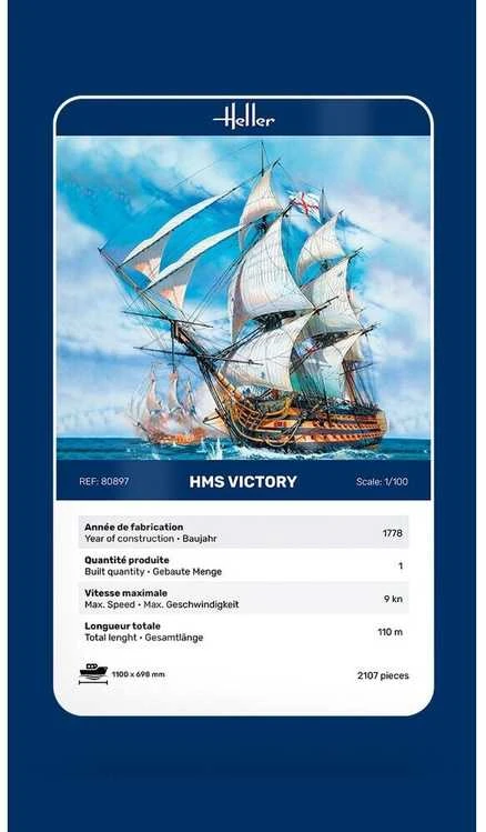Heller HMS Victory 1:100 plastikinių detalių surenkamas laivo rinkinys