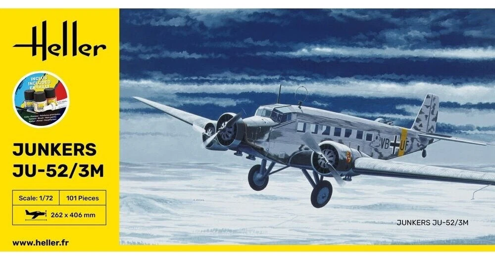 Heller Junkers Ju-52/3M 1:72 surenkamas lėktuvo modelio rinkinys su dažais