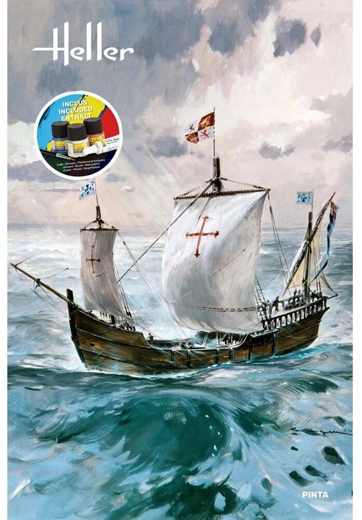 Heller Karavelės Pinta surenkamo laivo modelio dovanų rinkinys su dažais 1:75