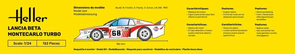 Heller Lancia Beta Montecarlo Turbo 1/24 plastikinis surinkimo rinkinys 80741