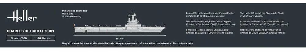 Heller lėktuvnešis Charles de Gaulle 1/400 surenkamas laivo modelis