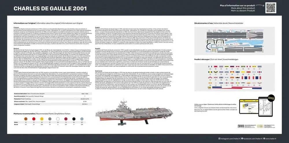Heller lėktuvnešis Charles de Gaulle 1/400 surenkamas laivo modelis