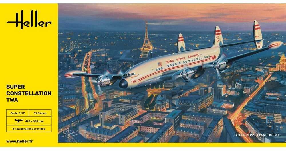 Heller Lockheed Super Constellation TWA 1/72 surenkamas plastikinis modelis