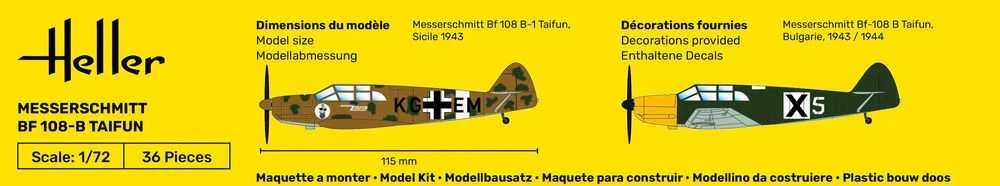 Heller Messerschmitt Bf 108 Taifun rinkinys su dažais 1/72