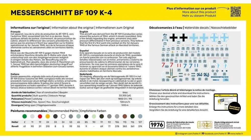 Heller Messerschmitt Bf 109 K-4 1/72 plastikinis dovanų rinkinys
