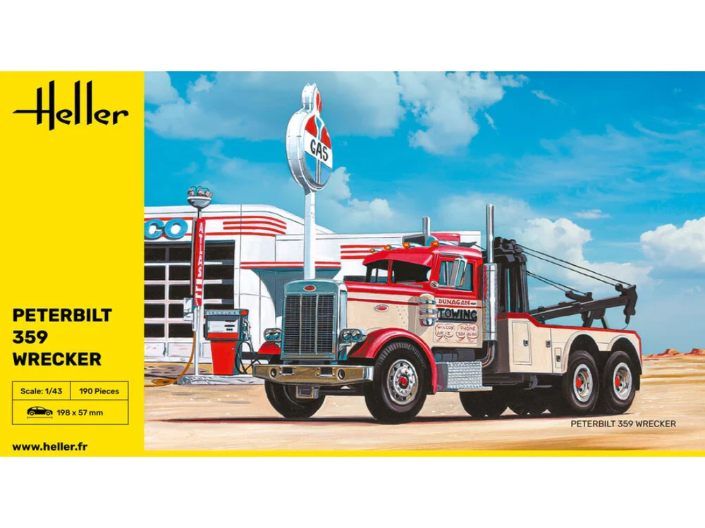 Heller Peterbilt 359 evakuatorius 1/43 surenkamas plastikinis modelis