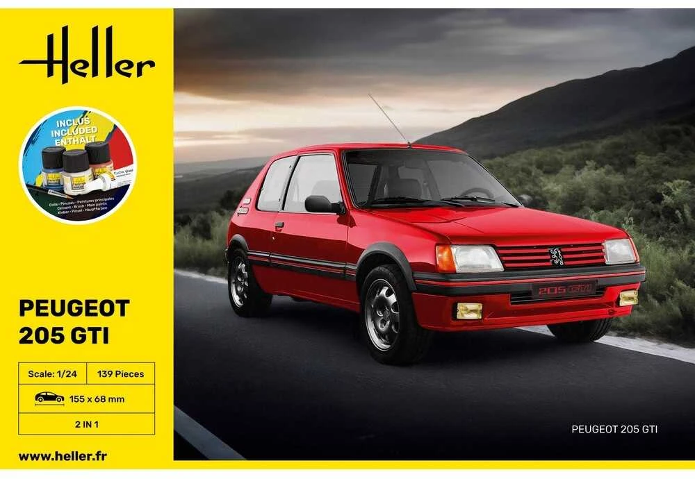 Heller Peugeot 205 GTI 1:24 plastikinis modelio dovanų rinkinys