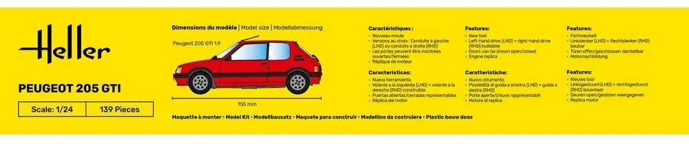 Heller Peugeot 205 GTI 1:24 plastikinis modelio dovanų rinkinys