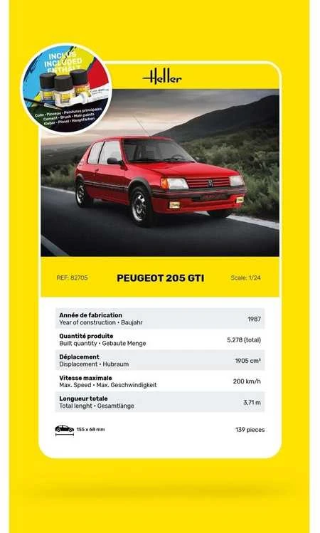 Heller Peugeot 205 GTI 1:24 plastikinis modelio dovanų rinkinys