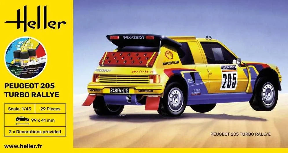 Heller Peugeot 205 Turbo Rally 1/43 surenkamas dovanų rinkinys