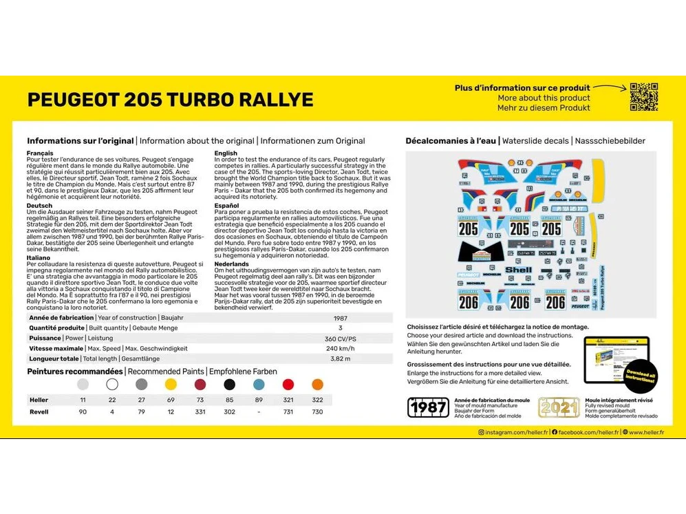 Heller Peugeot 205 Turbo Rally 1/43 surenkamas dovanų rinkinys
