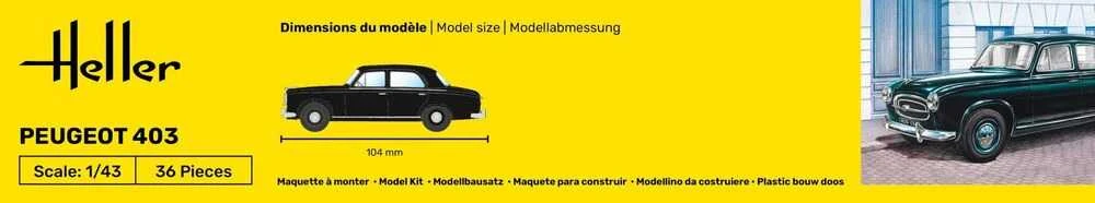 Heller Peugeot 403 plastikinis modelis 1/43 dovanų rinkinys