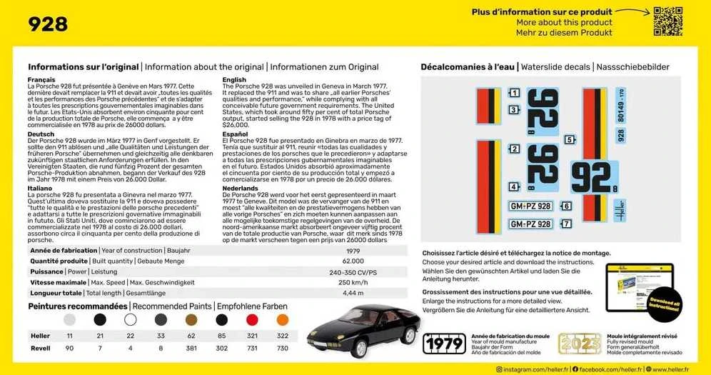 Heller Porsche 928 dovanų rinkinys 1:43 – plastikinis surenkamas su dažais