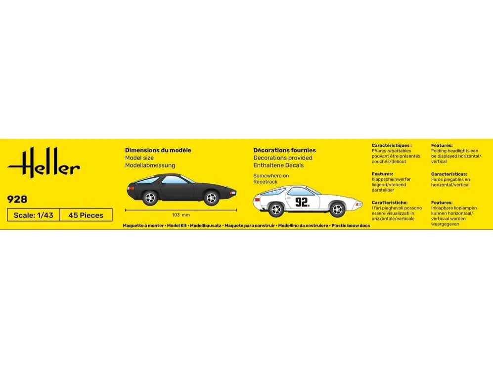 Heller Porsche 928 dovanų rinkinys 1:43 – plastikinis surenkamas su dažais