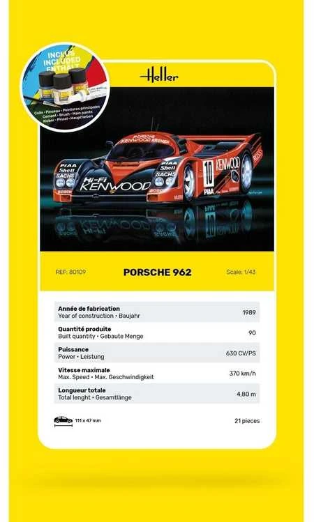 Heller Porsche 962 1/43 plastikinis modelio dovanų rinkinys