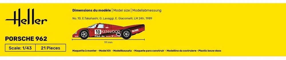Heller Porsche 962 1/43 plastikinis modelio dovanų rinkinys
