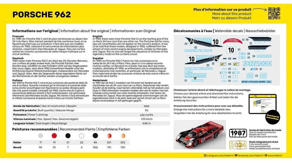Heller Porsche 962 1/43 plastikinis modelio dovanų rinkinys