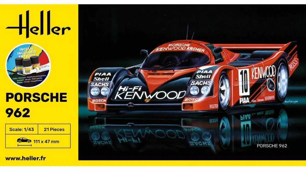 Heller Porsche 962 1/43 plastikinis modelio dovanų rinkinys