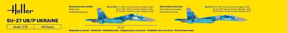 Heller Su-27UB/P Ukraina 1/72 surenkamo modelio rinkinys (80371)
