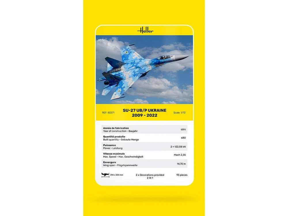 Heller Su-27UB/P Ukraina 1/72 surenkamo modelio rinkinys (80371)