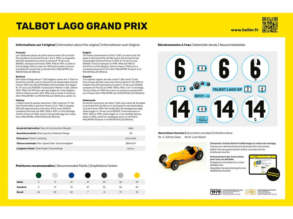 Heller Talbot Lago Grand Prix 1/24 plastikinis dovanų rinkinys