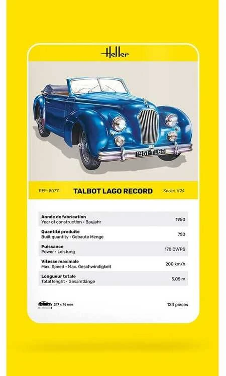 Heller Talbot Lago Record 1:24 plastikinis surinkimo rinkinys