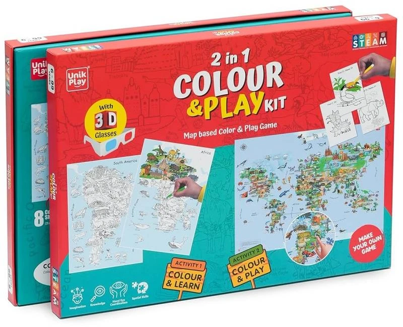 Hobilt 2in1 edukacinis geografijos spalvinimo ir žaidimo rinkinys vaikams EN